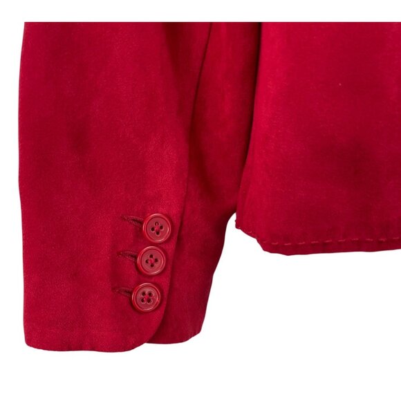 Studio Works Red Faux Suede Button Up Lined Blazer Suit Jacket Womens Size 8 - Picture 6 of 11